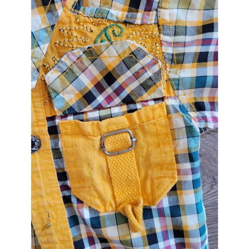 Vintage boys shirt retro plaid western small 12m